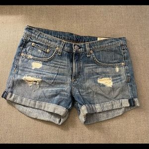 Rage and bone x aritzia collaboration denim shorts